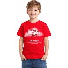 23 Nisan Ulusal Egemenlik ve Çocuk Bayramı Baskılı Çocuk Tişörtü – %100 Pamuklu Çocuk Tişört