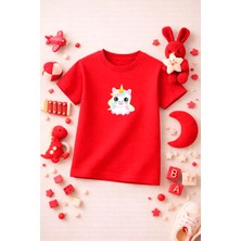 Unicorn Baskılı Sevimli Kız Erkek Çocuk Tshirt Tişört Tee Rahat Yumuşak 100% Pamuk