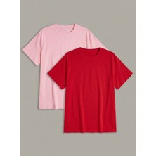 2'li Adet Oversize Kalıp %100 Pamuk Unisex Tişört \ T-Shirt