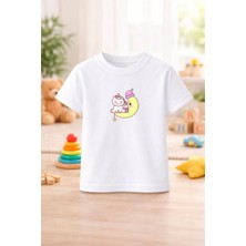 Unicorn Baskılı Sevimli Kız Erkek Çocuk T-Shirt Tişört Rahat Yumuşak 100% Pamuk