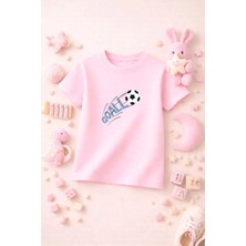 Futbol Temalı Baskılı Kız Erkek Çocuk Tshirt Tişört Tee Rahat Yumuşak 100% Pamuk
