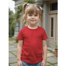 Kız Çocuk Tişört %100 Pamuk Oversize Rahat Kalıp Basic T-Shirt + Siyah Şort Hediyeli