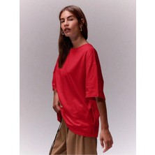 Casual Rahat Oversize Kalıp %100 Pamuk Kadın T-Shirt - Tişört