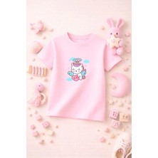 Unicorn Baskılı Sevimli Kız Erkek Çocuk Tshirt Tişört Tee Rahat Yumuşak 100% Pamuk