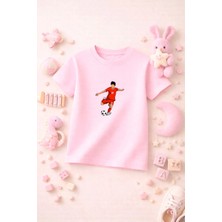 Futbol Temalı Baskılı Kız Erkek Çocuk T-Shirt Tişört Rahat Yumuşak 100% Pamuk