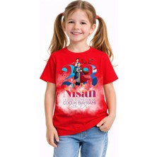 23 Nisan Egemenlik ve Çocuk Bayramı Tema Baskılı %100 Pamuk Tişört \ T-Shirt