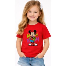 Çocuk Mickey Baskılı Siyah Tişört %100 Pamuk –yazlık Rahat Kombin