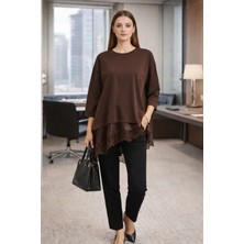 Business Şık Zamansız Asimetrik Dantelli Tişört \ T-Shirt