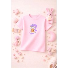Unicorn Baskılı Sevimli Kız Erkek Çocuk Tshirt Tişört Tee Rahat Yumuşak 100% Pamuk