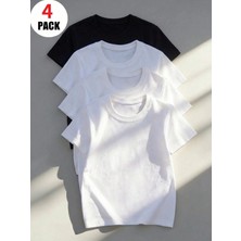 4’lü Çocuk Tişört Seti %100 Pamuk Oversize Rahat Kalıp Unisex Basic T-Shirt + Şort Hediyeli