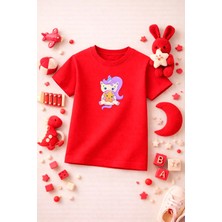 Unicorn Baskılı Sevimli Kız Erkek Çocuk Tshirt Tişört Tee Rahat Yumuşak 100% Pamuk