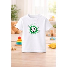 Futbol Temalı Baskılı Kız Erkek Çocuk Tshirt Tişört Tee Rahat Yumuşak 100% Pamuk