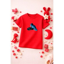 Futbol Temalı Baskılı Kız Erkek Çocuk Tshirt Tişört Tee Rahat Yumuşak 100% Pamuk
