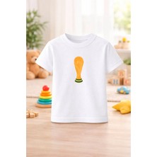 Futbol Temalı Baskılı Kız Erkek Çocuk Tshirt Tişört Tee Rahat Yumuşak 100% Pamuk