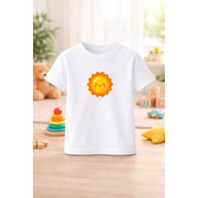 Baskılı Sevimli Çocuk Tshirt Tişört Tee Rahat Yumuşak 100% Pamuk
