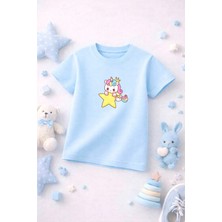 Unicorn Baskılı Sevimli Kız Erkek Çocuk Tshirt Tişört Tee Rahat Yumuşak 100% Pamuk