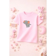 Baskılı Sevimli Çocuk Tshirt Tişört Tee Rahat Yumuşak 100% Pamuk