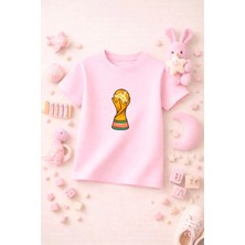 Futbol Temalı Baskılı Kız Erkek Çocuk Tshirt Tişört Tee Rahat Yumuşak 100% Pamuk