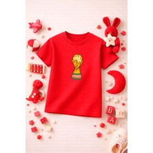 Futbol Temalı Baskılı Kız Erkek Çocuk Tshirt Tişört Tee Rahat Yumuşak 100% Pamuk