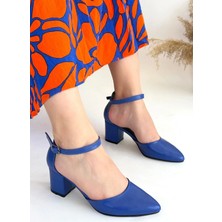 Erbilden Mulen Mavi Cilt Topuklu Ayakkabı