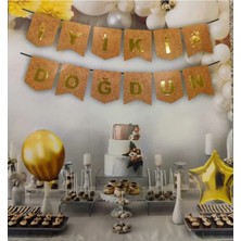 Liya3D One Banner Ayıcıklı Retro – 1 Yaş Doğum Günü Süsleri – Erkek Bebek Parti Banner Seti