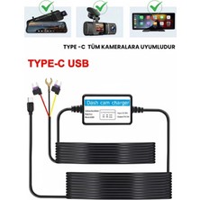 Motto Ticaret Park Modu Kablosu Type-C Akü Sigorta Bağlantı Kablosu Araç Içi Kamera Tüm Kameralara Uyumlu
