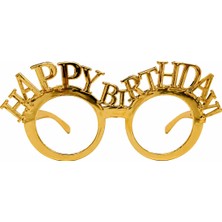 Liya3D Happy Birthday Parti Gözlüğü Gold Renk Doğum Günü Eğlenceli Parti Gözlüğü