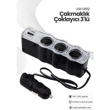 Baghes Araç Çakmaklık Çoklayıcı – USB Çıkışlı 3’lü Oto Çakmak Soketi (12V/24V)