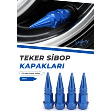 Baghes Tüm Araçlara Uyumlu Mavi Renkli Sivri Sibop Kapağı 4'lü Set
