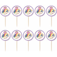 Liya3D 10’lu Unicorn Pasta Kürdanı Unicorn Cupcake Süsü Unicorn Doğum Günü Parti Kürdanı