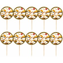 Liya3D 10’lu Inşaat Temalı Pasta Kürdanı Iş Makinesi Cupcake Süsü Kepçe Kamyon Doğum Günü Süsü