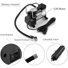 Baghes Metal Gövdeli Oto Lastik Şişirme Pompası – 12V Araç Tipi Hava Kompresörü (Çakmak Girişli)