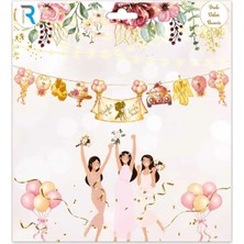 Liya3D Bride Gold Dekor Banner – Bekarlığa Veda Arka Fon Perde – Bride To Be Parti Arka Plan Süsü