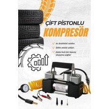 Baghes Çift Pistonlu Taşınabilir Oto Araç Lastik Kompresörü – 12V Yüksek Basınçlı Araba Hava Pompası