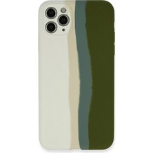 Motto Ticaret Mey Ithalat®   iPhone 11 Pro Kılıf Ebruli Lansman Silikon - Beyaz-Yeşil