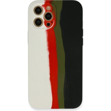Motto Ticaret Mey Ithalat®   iPhone 12 Pro Kılıf Ebruli Lansman Silikon - Beyaz-Siyah
