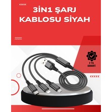 Motto Ticaret Mey Ithalat® Dayanıklı Metal Başlıklı 3’ü 1 Arada Şarj Kablosu – Tüm Cihazlarla Uyumlu