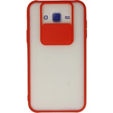 Motto Ticaret Mey Ithalat®  Samsung Galaxy J7 Kılıf Palm Buzlu Kamera Sürgülü Silikon - Kırmızı