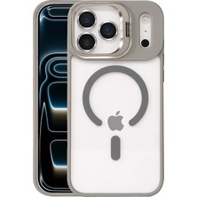 Motto Ticaret Mey Ithalat®   iPhone 17 Pro Max Remim Lensli Magsafe Standlı Kapak - Titan Gri