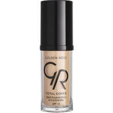 Golden Rose Total Cover 2in1 Foundation & Concealer - 02 Ivory - 2si1 Arada Fondöten ve Kapatıcı