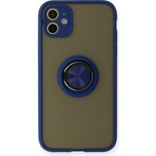 Motto Ticaret Mey Ithalat®   iPhone 11 Kılıf Montreal Yüzüklü Silikon Kapak - Lacivert