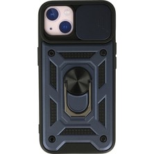 Motto Ticaret Mey Ithalat®   iPhone 13 Kılıf Pars Lens Yüzüklü Silikon - Lacivert