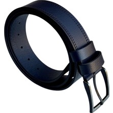 Süzer Deri Lacivert Hakiki Deri Düz Renk Dikişli Model 4 Cm. Genişlikli Spor Kemer // 405-28