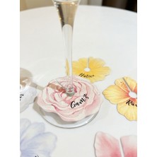 Kişiye Özel Çiçekli Kadeh Kartı – Nişan Düğün Nikah Konsepti – 8 Adet