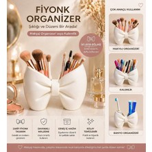 Luvena Makyaj Organizeri Kalemlik Masaüstü Organizer Fırçalık Kozmetik Düzenleyici Dekoratif Fiyonk Organizer