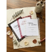 Dantel Detaylı Düğün-Nişan-Nikah- Kına Gecesi Davetiyesi | Kişiye Özel 50 Adet | Zai Studio