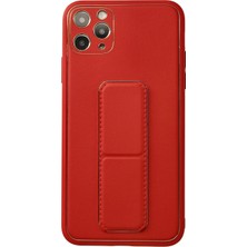 Motto Ticaret Mey Ithalat®   iPhone 11 Pro Max Kılıf Coco Deri Standlı Kapak - Kırmızı