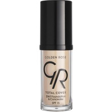 Golden Rose Total Cover 2in1 Foundation & Concealer - 01 Porcelain - 2si1 Arada Fondöten ve Kapatıcı