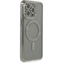 Iphone 15 Pro Kılıf Joke Simli Magneticsafe Kılıf - Gri