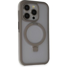 Motto Ticaret Mey Ithalat®   iPhone 15 Pro Max Zorda Airbag Magsafe Standlı Kapak - Titan Gri